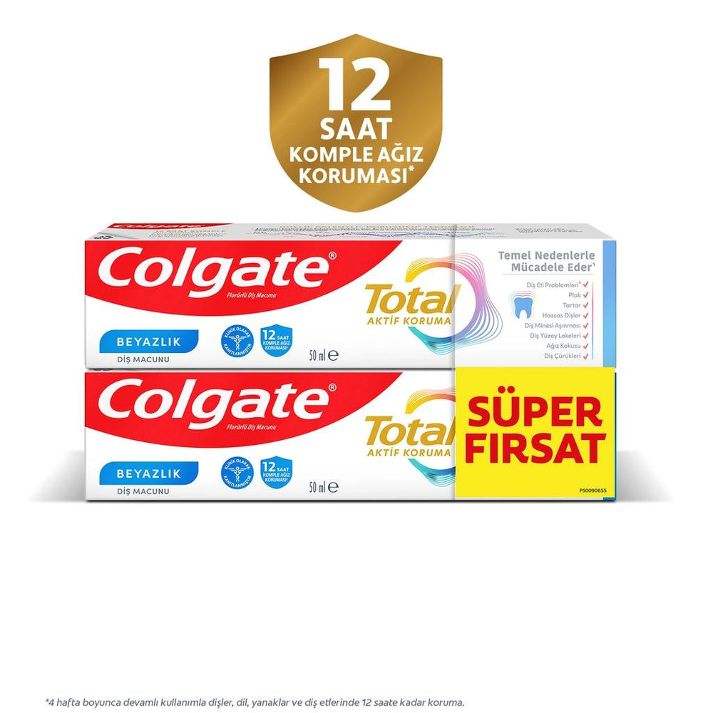 Colgate Total Whitening Toothpaste for Surface Stain Removal 50 ml x 2