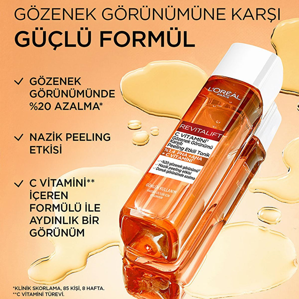 L'Oreal Paris Revitalift Vitamin C Toner: Exfoliating PHA AHA, Brightens Dull Skin & Minimizes Pores - Gentle & Effective L'Oreal Vitamin C Toner: Brighten Skin & Minimize Pores Vitamin C toner, PHA AHA toner, exfoliating toner, pore minimizing toner, skin brightening toner, Loreal Revitalift toner, toner for sensitive skin, toner for dull skin, facial toner, skincare, exfoliation, brightening, pore reduction, even skin tone, radiant skin, gentle toner, daily toner, beauty, L'Oreal, Revitalift, Vitamin C, A