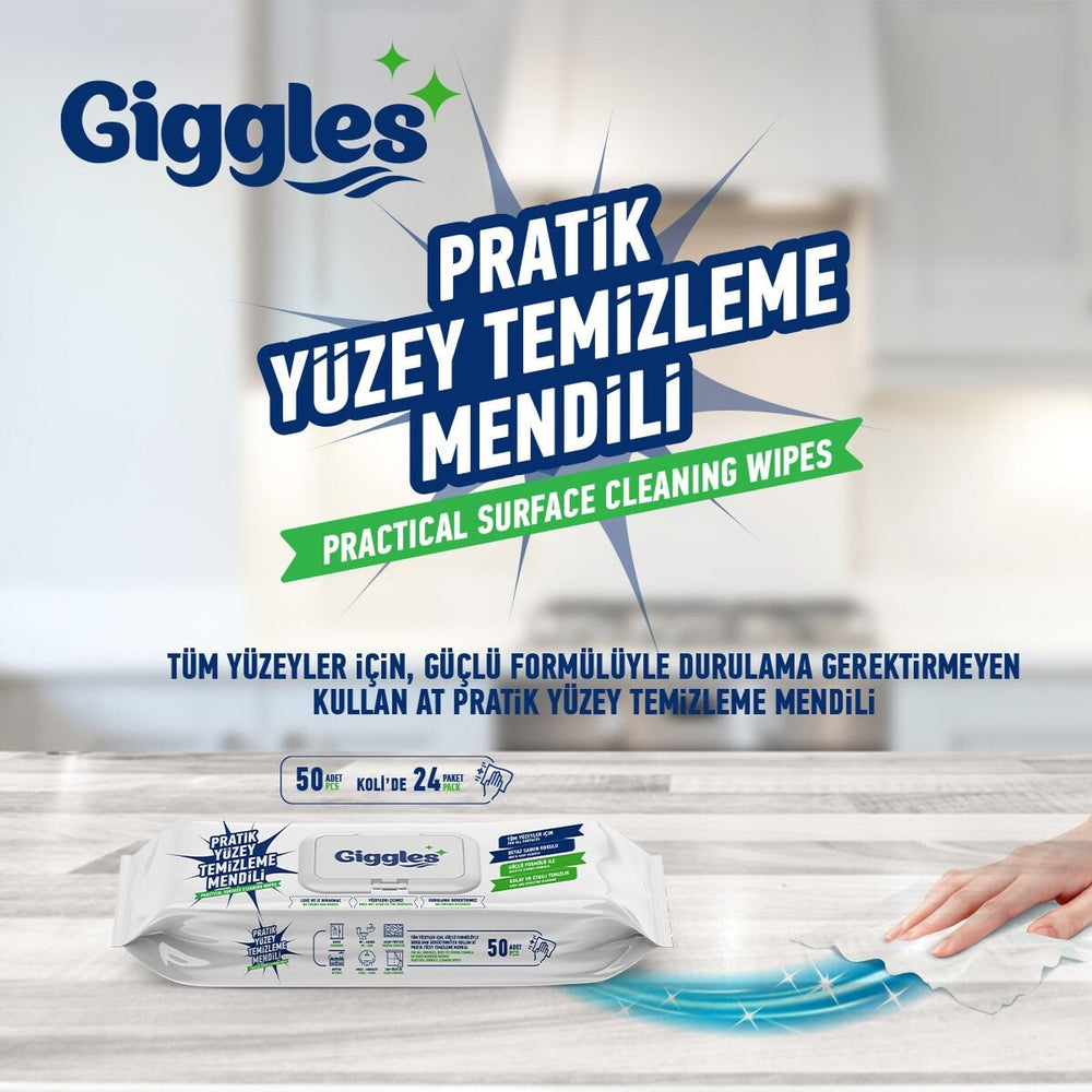 Giggles Surface Cleaning Wipes White Soap Scent 50 Count