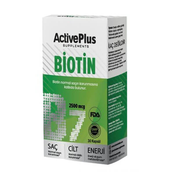Active Plus Biotin Dietary Supplement for Hair and Nails 30 Capsules