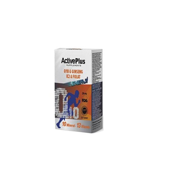 Active Plus Q10 Energy Tablet with Ginseng & K2 30 Tablets