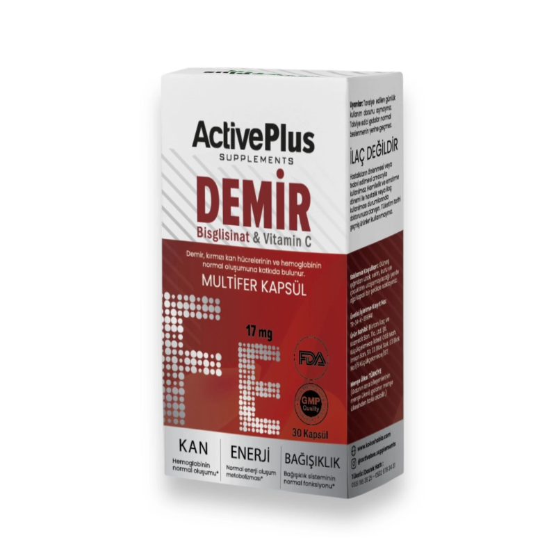 Active Plus Multifer Iron &amp; Vitamin C Supplement - 30 Capsules