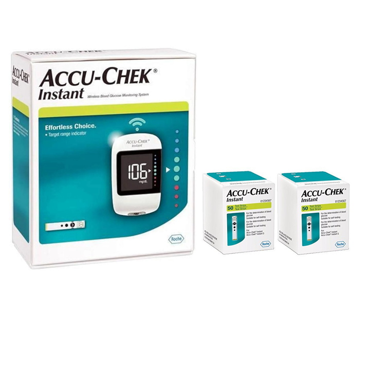 Accu-Chek Instant Blood Glucose Meter with 100 strips - Hygiene Products