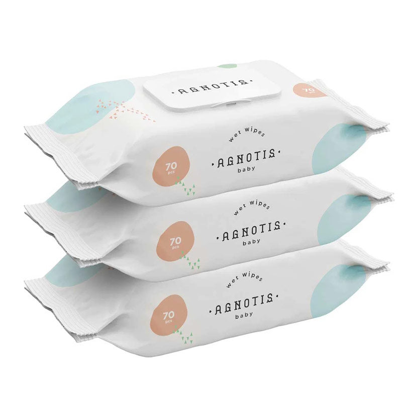 Agnotis Baby Wet Wipes Gentle Cleansing 3-Pack x 70 Sheets