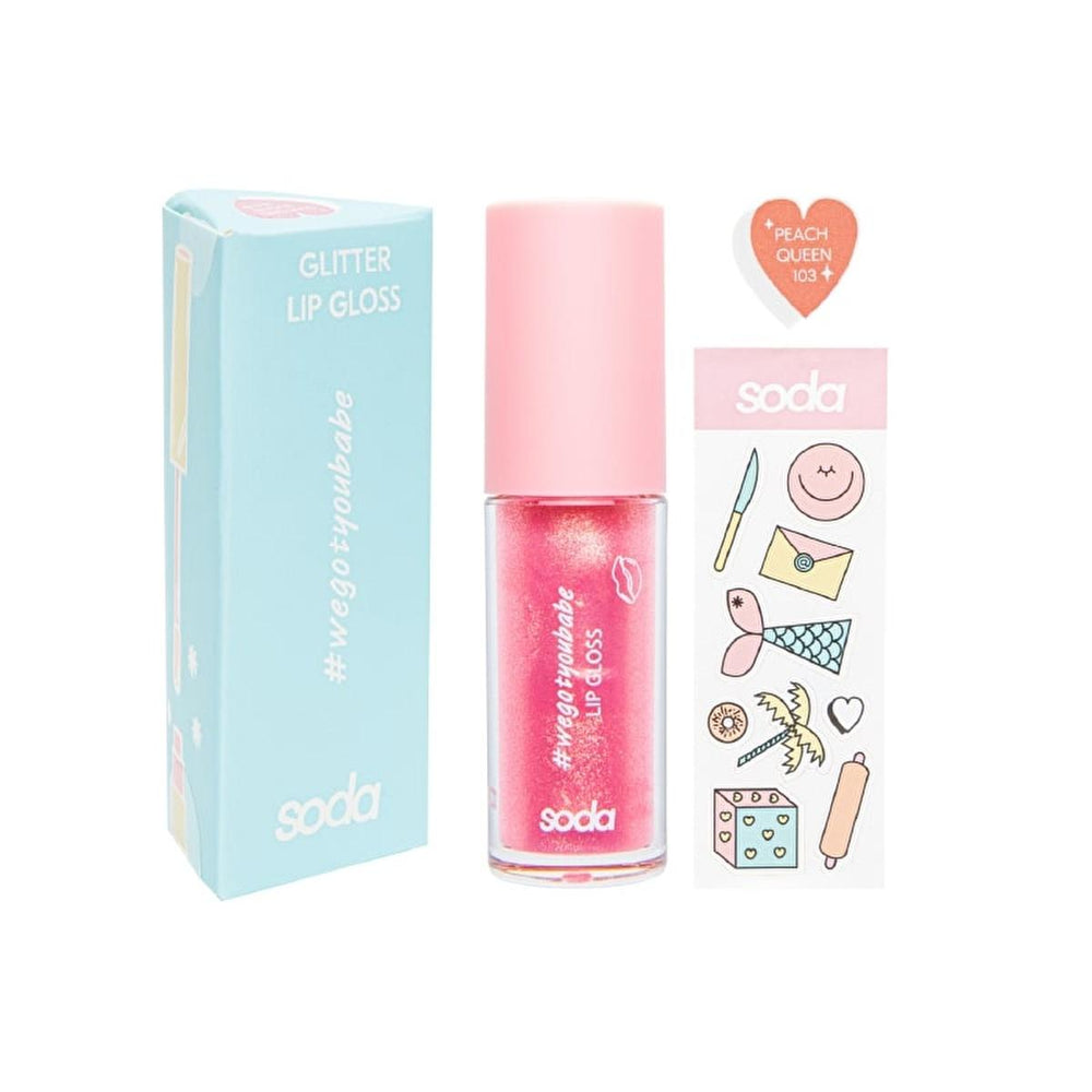 Soda Glitter Lipgloss - Long Lasting Peach Queen Shiny Lip Gloss for Glamorous Lips - view 3