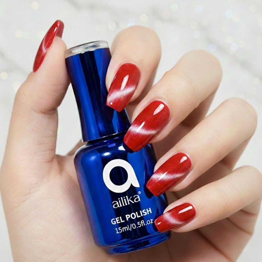 Ailika 017 Cat Eye Gel Nail Polish Shimmer Effect 15 ml