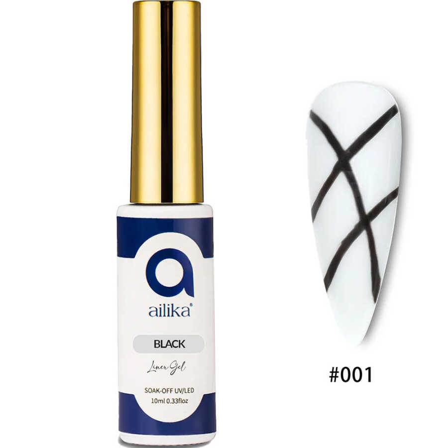 Ailika 001 Liner Gel Black Precision Nail Art Polish 10 ml