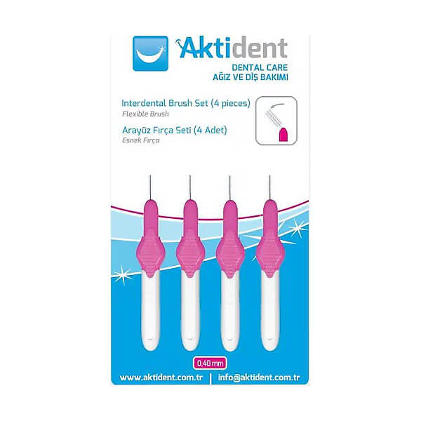 Aktident Orid Pink Interdental Brush 0.40mm 4-Pack