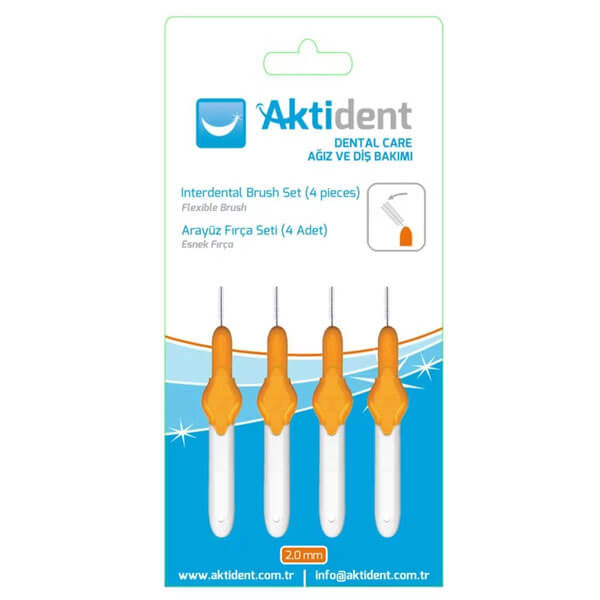 Aktident Orid Interdental Brush 2.0 mm Orange 4-Pack