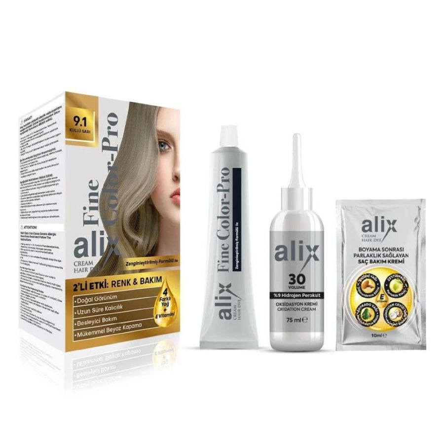 Alix Kit Hair Color 9.1 Ash Blonde for Vibrant Shine 50ml