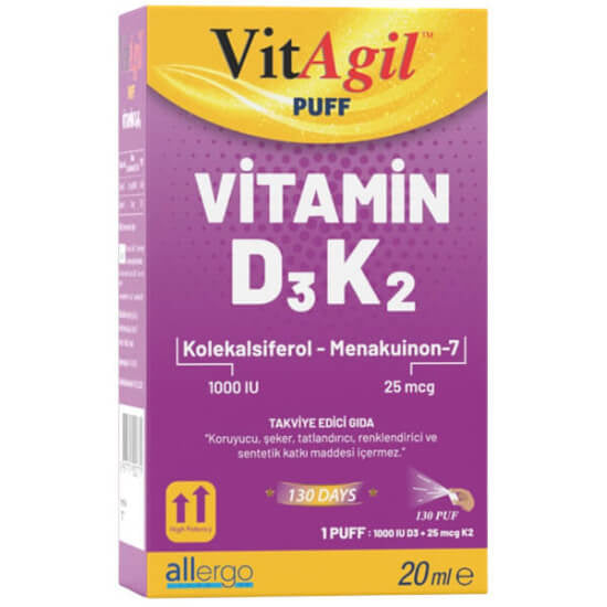 Allergo VitAgil Puff Vitamin D3 & K2 Support Spray 20 ml