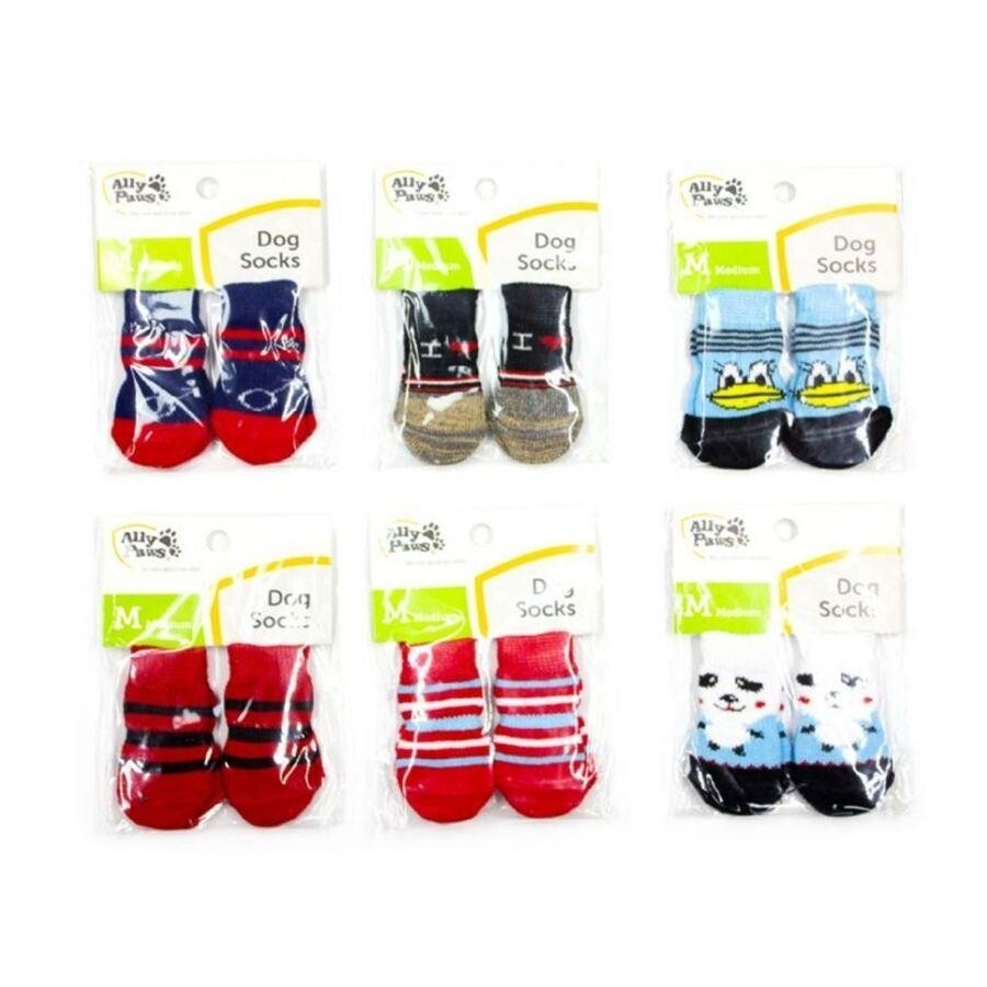 Ally Paws Non-Slip Dog Socks Multi-Color Small 4-Pack