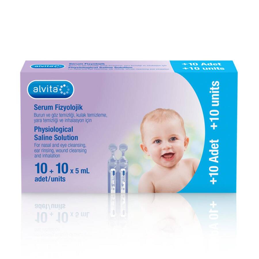 Alvita Sterile Saline Solution for Eye &amp; Nose Care 20 x 5 ml
