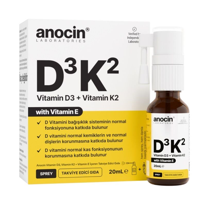 Anocin D3K2 with Vitamin E Spray for Daily Support 20 ml