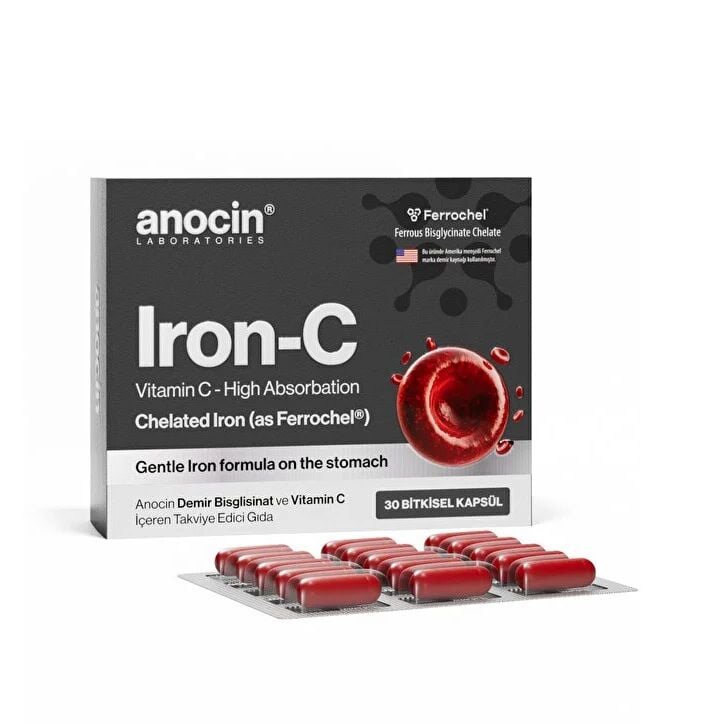 Anocin Iron-C Iron & Vitamin C Dietary Supplement 30 Capsules