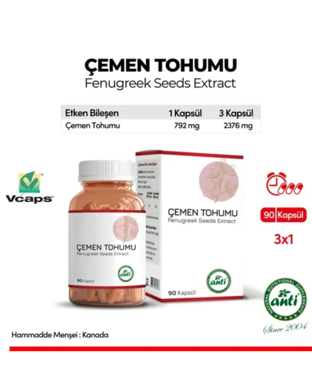 Anti Fenugreek Seed Extract Supplement for Daily Wellness 90 Capsules