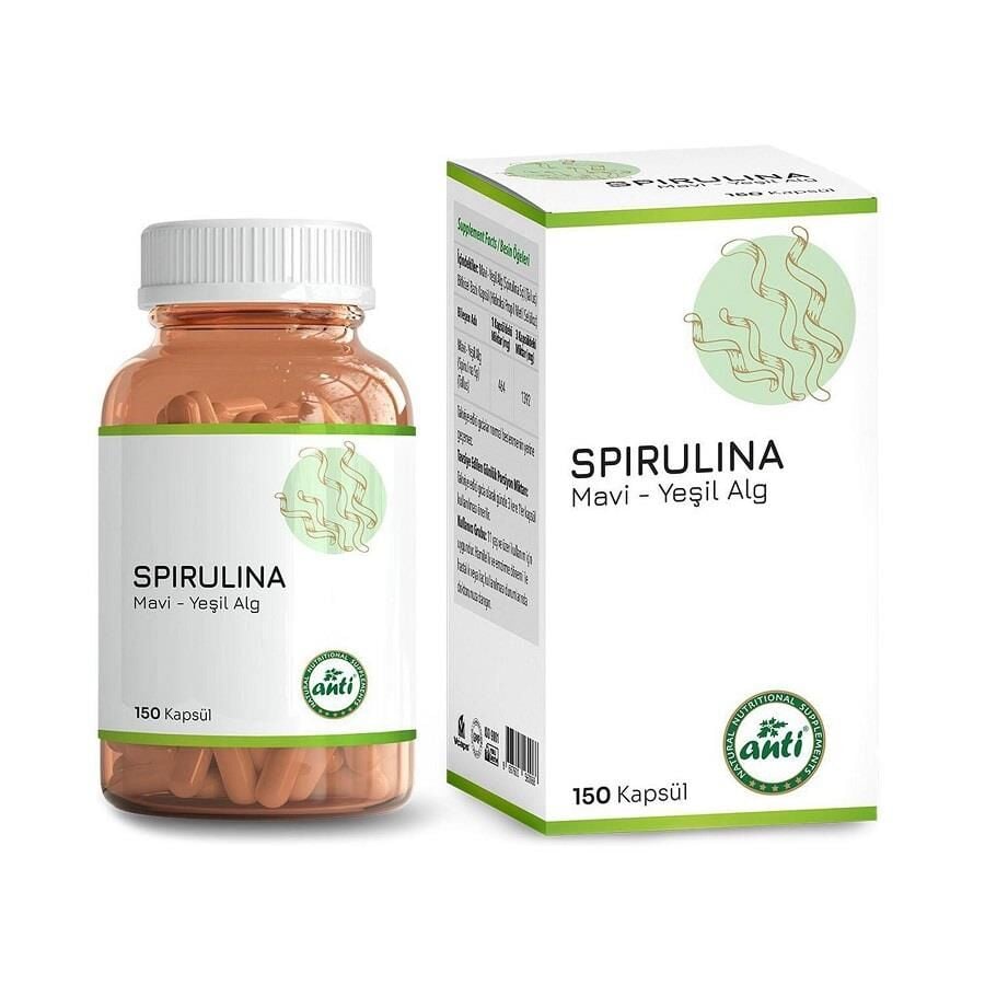 Anti Naturel Spirulina Blue-Green Algae Dietary Supplement 150 Capsules