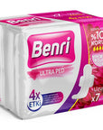 Benri Long Sanitary Pads with Comfort Wings 7 Count