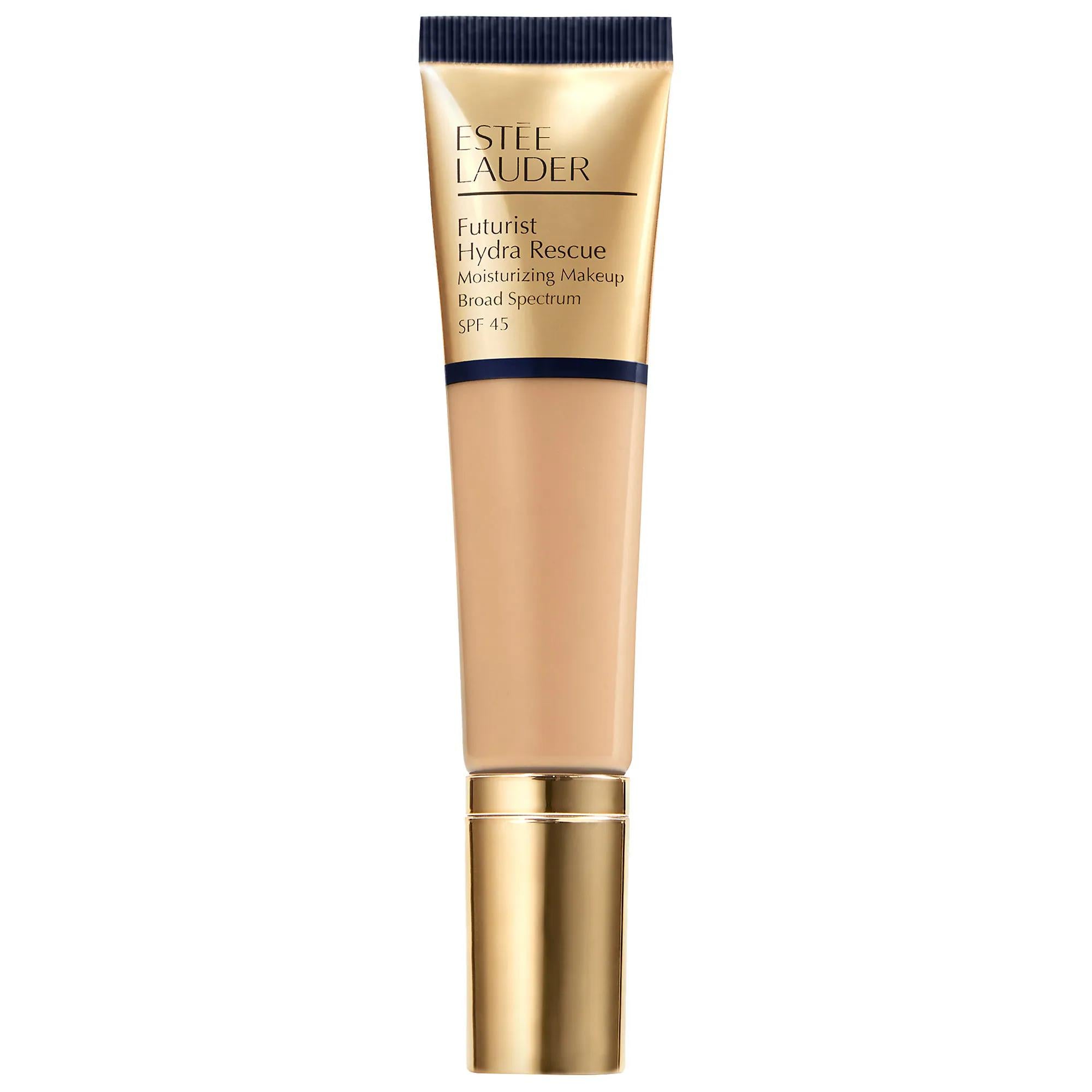 Estée Lauder Futurist Hydra Rescue Moisturizing Foundation SPF 45: Hydrating, Radiant Finish &amp; Blue Light Protection Estée Lauder Futurist Foundation SPF 45: Hydrating &amp; Radiant Moisturizing Foundation, SPF 45 Foundation, Hydrating Foundation, Medium Coverage Foundation, Vitamin E Foundation, Radiant Finish Foundation, Skincare Infused Makeup, Foundation for Redness, Foundation for Dark Spots, Long Wear Foundation, Foundation, Makeup, Face Makeup, Chia Seed Extract, Probiotic Technology, IonCharged Water, B