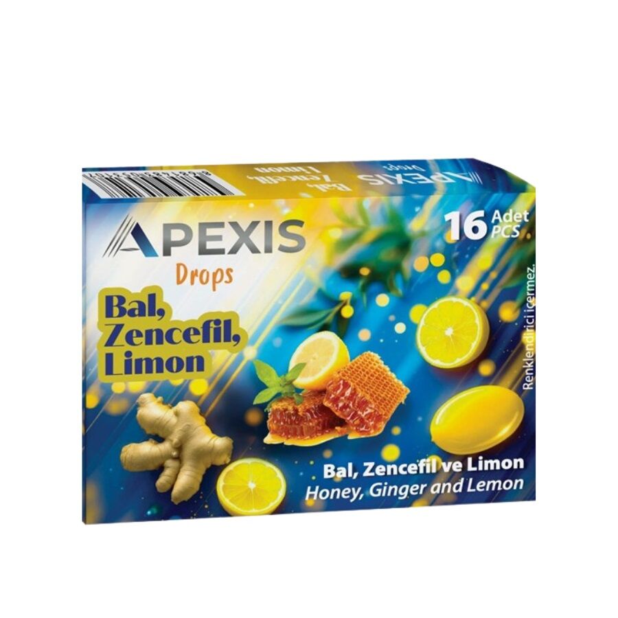 Apexis Honey Ginger Lemon Lozenges for Throat Comfort 16 Count