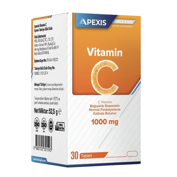 Apexis Vitamin C 1000 mg Daily Supplement 30 Tablets