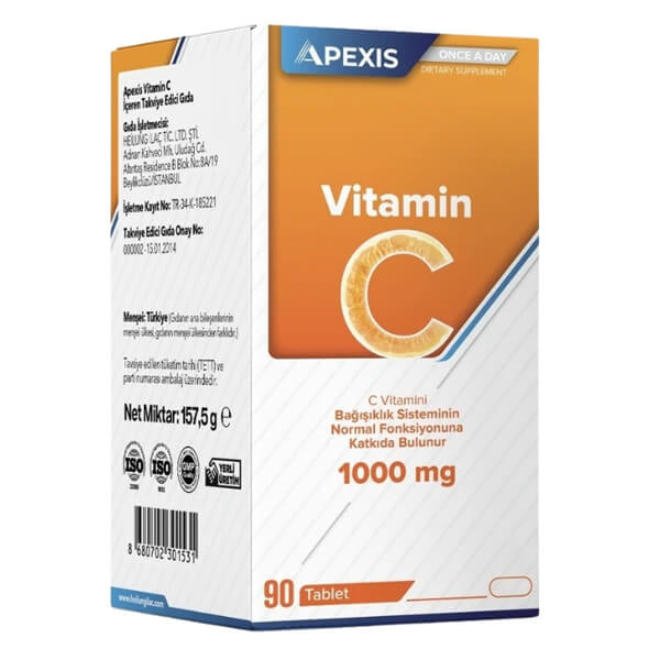 Apexis Vitamin C 1000 mg Daily Supplement 90 Tablets