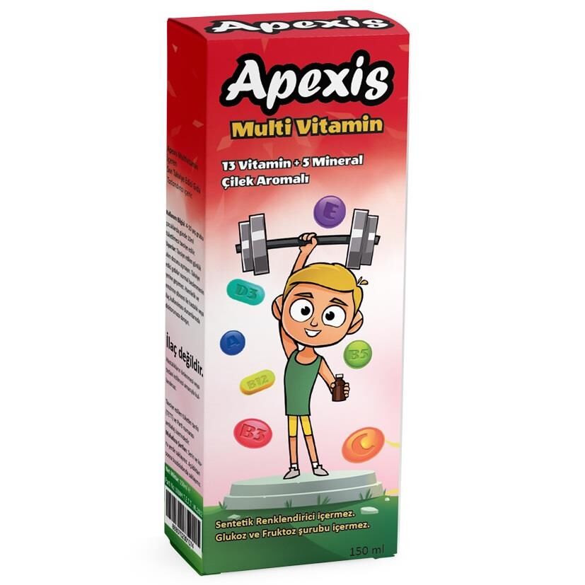 Apexis Multivitamin Strawberry Syrup for Daily Wellness 150ml