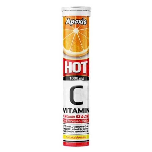 Apexis Vitamin C & Zinc Hot Effervescent Tablets 20 Count