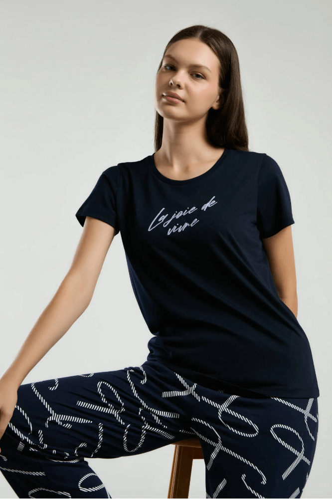 Arnetta Women's Navy Pajama Set Comfort Loungewear