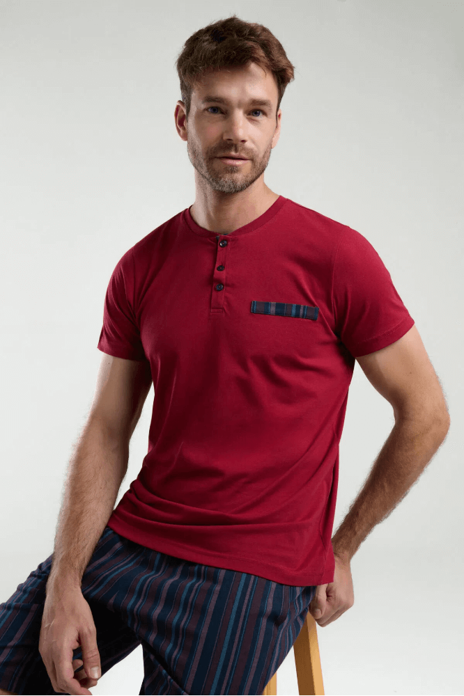 Arnetta AR3354 Men's Burgundy Pajama Set for Cozy Loungewear