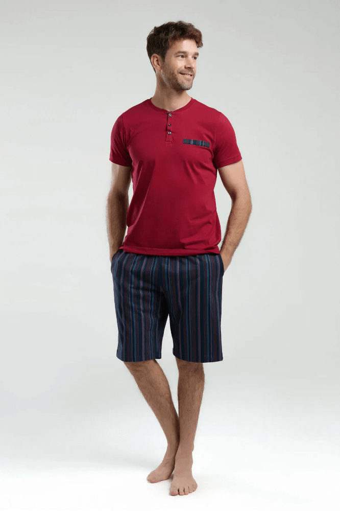 Arnetta AR3354 Men's Burgundy Pajama Set for Cozy Loungewear