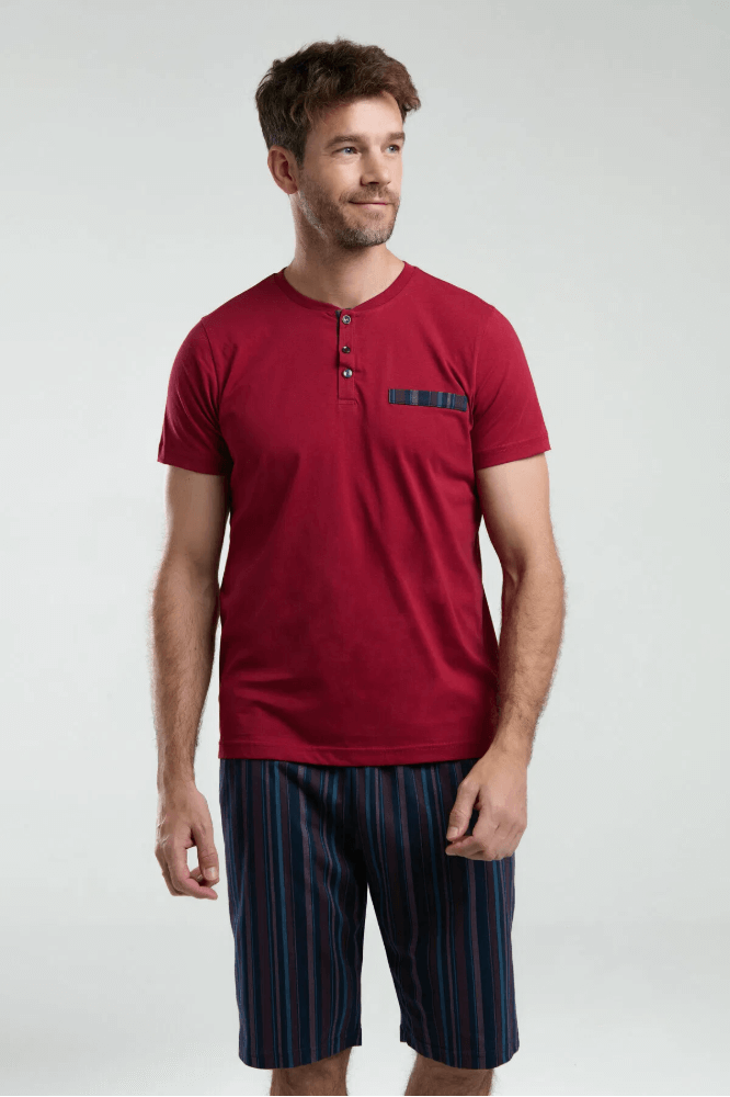 Arnetta AR3354 Men's Burgundy Pajama Set for Cozy Loungewear