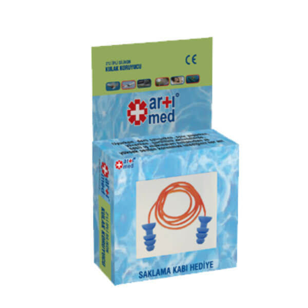 Artimed Silicone Corded Ear Plugs for Noise Protection 2 Pairs