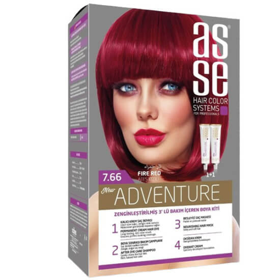 Asse Hair Color System Permanent Dye in 7.66 Intense Red