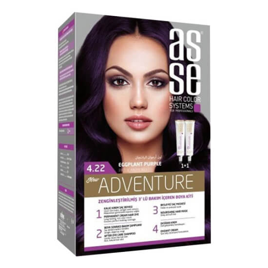 Asse Hair Color System Permanent Dye in Eggplant Purple 4.22