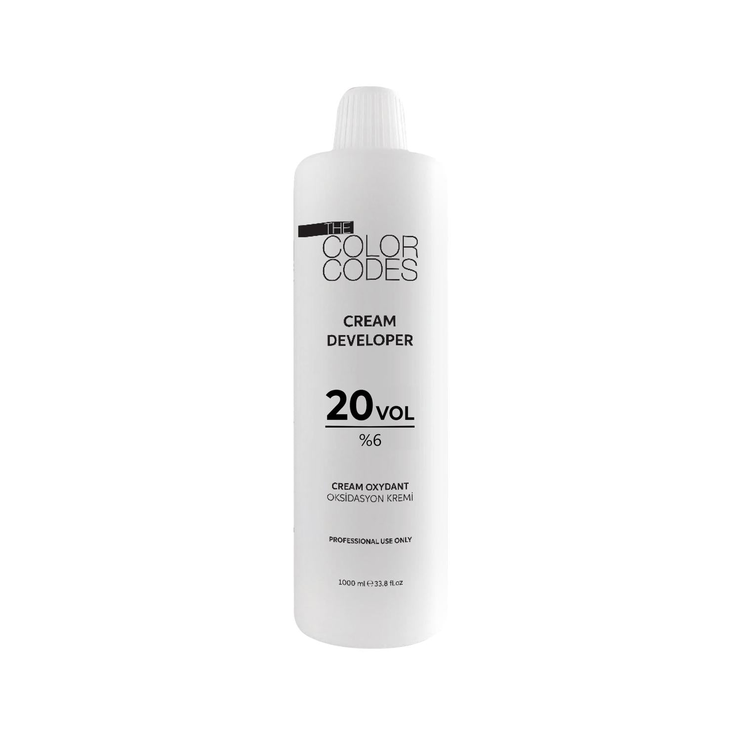 The Color Codes Cream Developer 20 Vol. %6 Oksidan 1000 ml - Professional Hair Coloring &amp; Bleaching Solution The Color Codes Cream Developer 20 Vol. - Professional Hair Coloring hair developer, cream developer 20 Vol., hair coloring product, hair bleaching product, large volume hair developer, professional hair care, The Color Codes, hair coloring solution, bleaching solution, professional hairstylist products