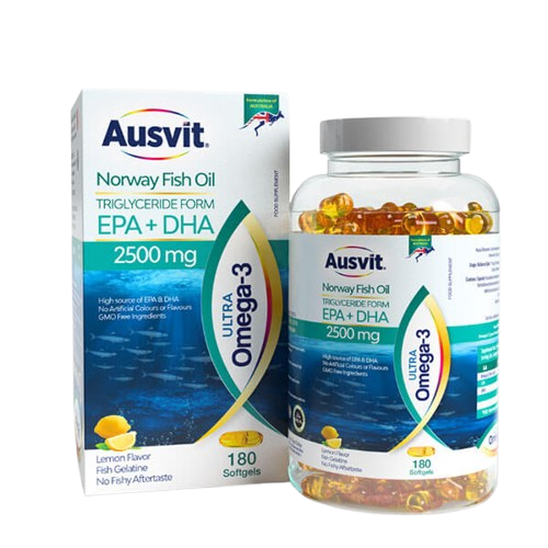 Ausvit Ultra Omega 3 Norwegian Fish Oil Supplement 180 Softgels