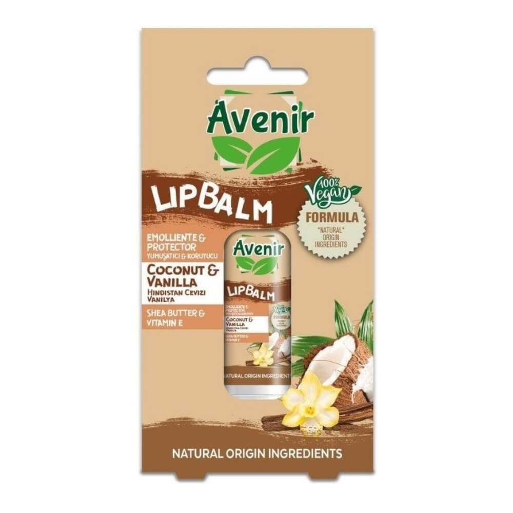 Avenir Vegan Coconut &amp; Vanilla Lip Balm for Dry Lips 5.2g