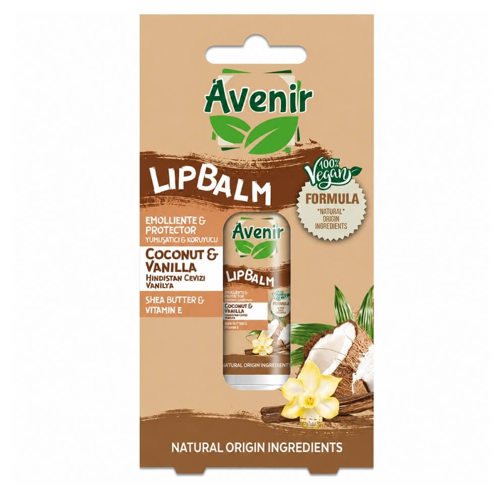 Avenir Vegan Coconut &amp; Vanilla Lip Balm for Dry Lips 5.2g