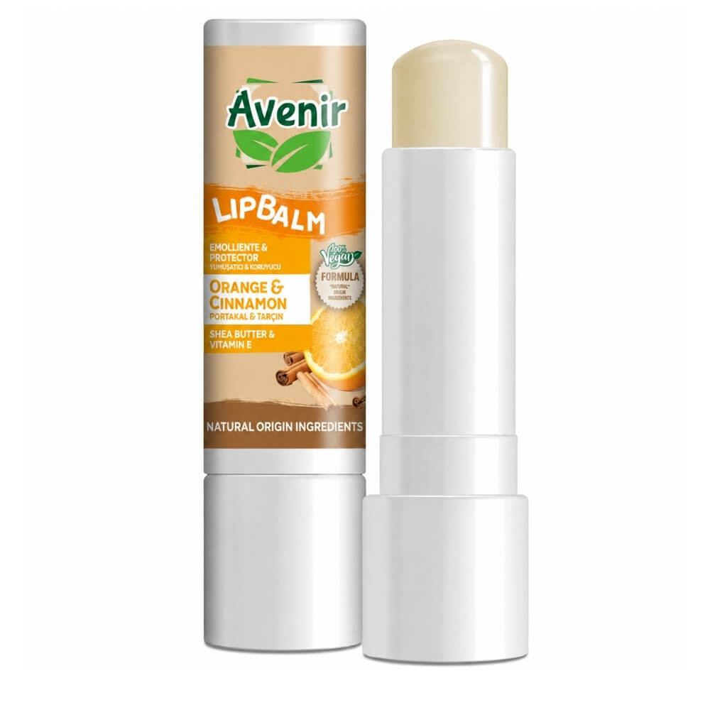 Avenir Vegan Orange &amp; Cinnamon Lip Balm for Dry Lips 5.2g
