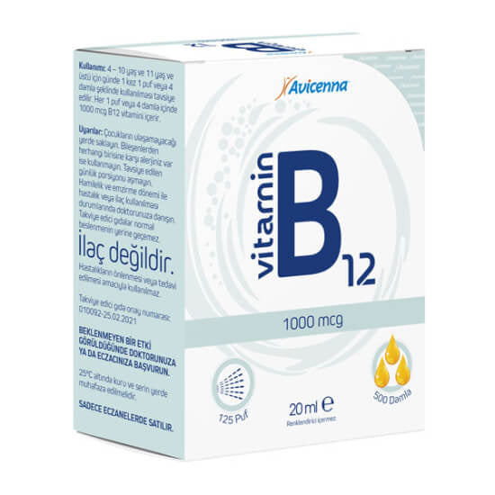 Avicenna Vitamin B12 Spray 1000 mcg Daily Supplement 20 ml