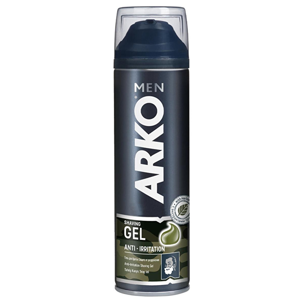 Arko Men Anti-Irritation Shaving Gel for Sensitive Skin - 200ml, Comfortable Shave for Men - Skin Care