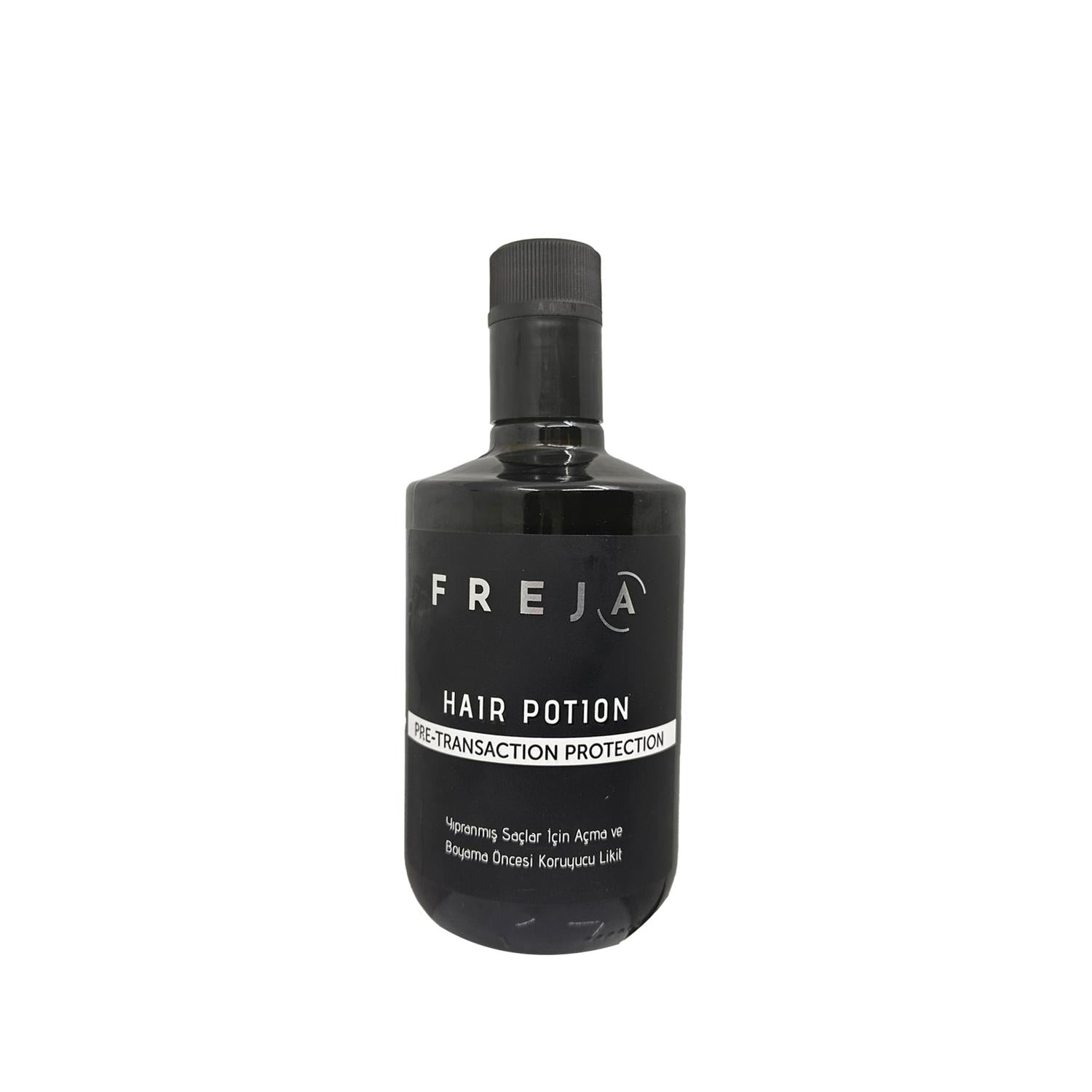 FREJA Hair Potion - 500ml Protective Liquid for Damaged Hair Before Coloring or Bleaching FREJA Hair Potion - Protect Damaged Hair hair care, damaged hair treatment, pre-coloring hair protection, hair potion, Freja hair products, hair protection, hair repair, pre-bleaching treatment, liquid hair treatment, damaged hair care, hair health, hair maintenance