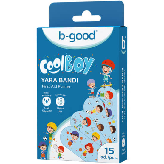 B Good Cool Boy Patterned Bandages for Kids 15 Count