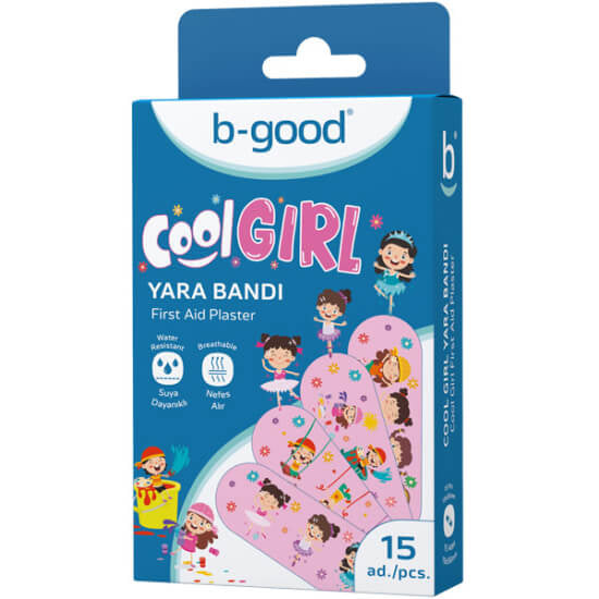 B Good Cool Girl Patterned Bandages for Kids 15 ct