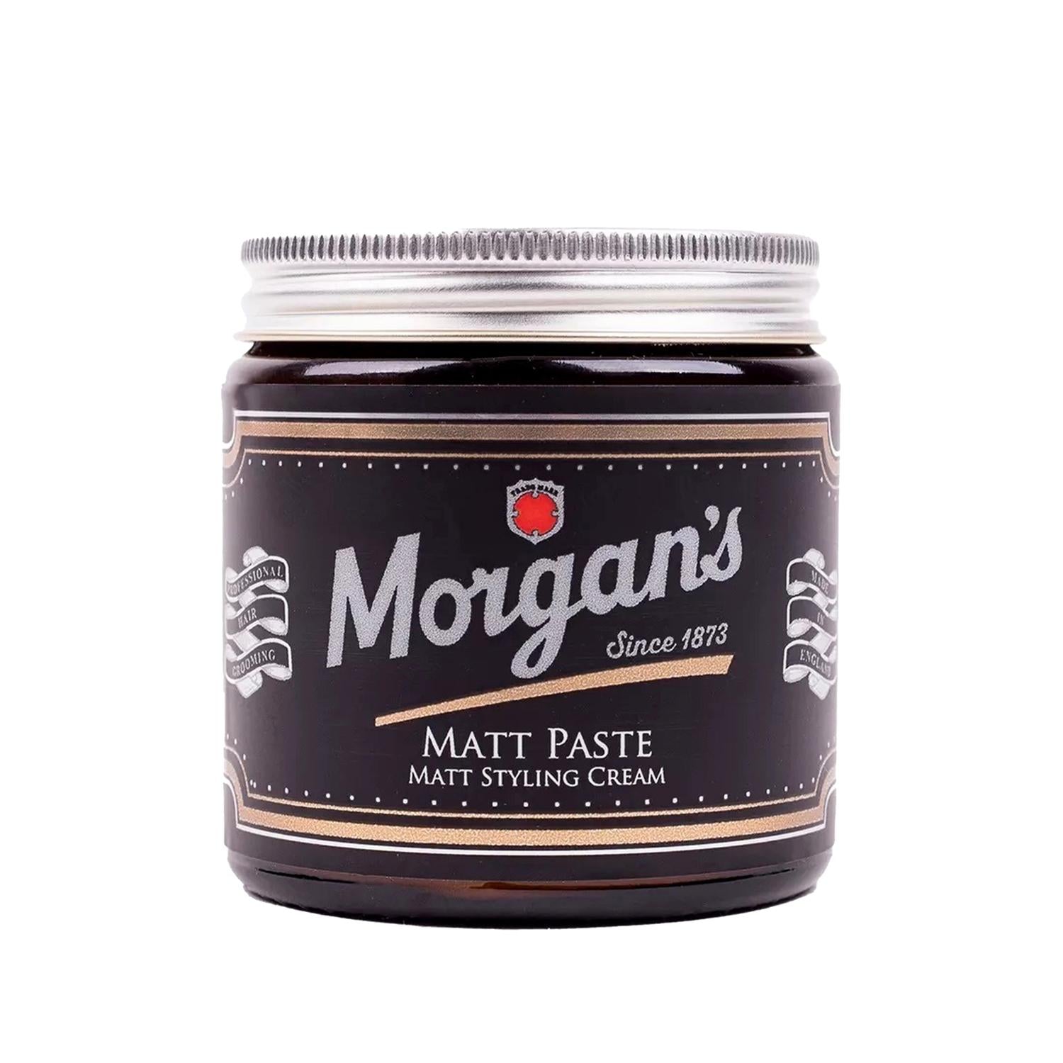 Morgan's Matte Finish Hair Styling Pomade - 4.06 fl oz, Strong Hold, Non-Shiny Morgan's Matte Finish Pomade - 4.06 fl oz Hair styling product, Matte finish pomade, Hair holding cream, Men's grooming, Styling paste, Hair care, Grooming products, Non-shiny finish, Strong hold styling, Versatile hairstyling