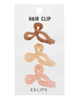 Eklips Pastel Frosted Ribbon Hair Clips 3-Pack for Styling