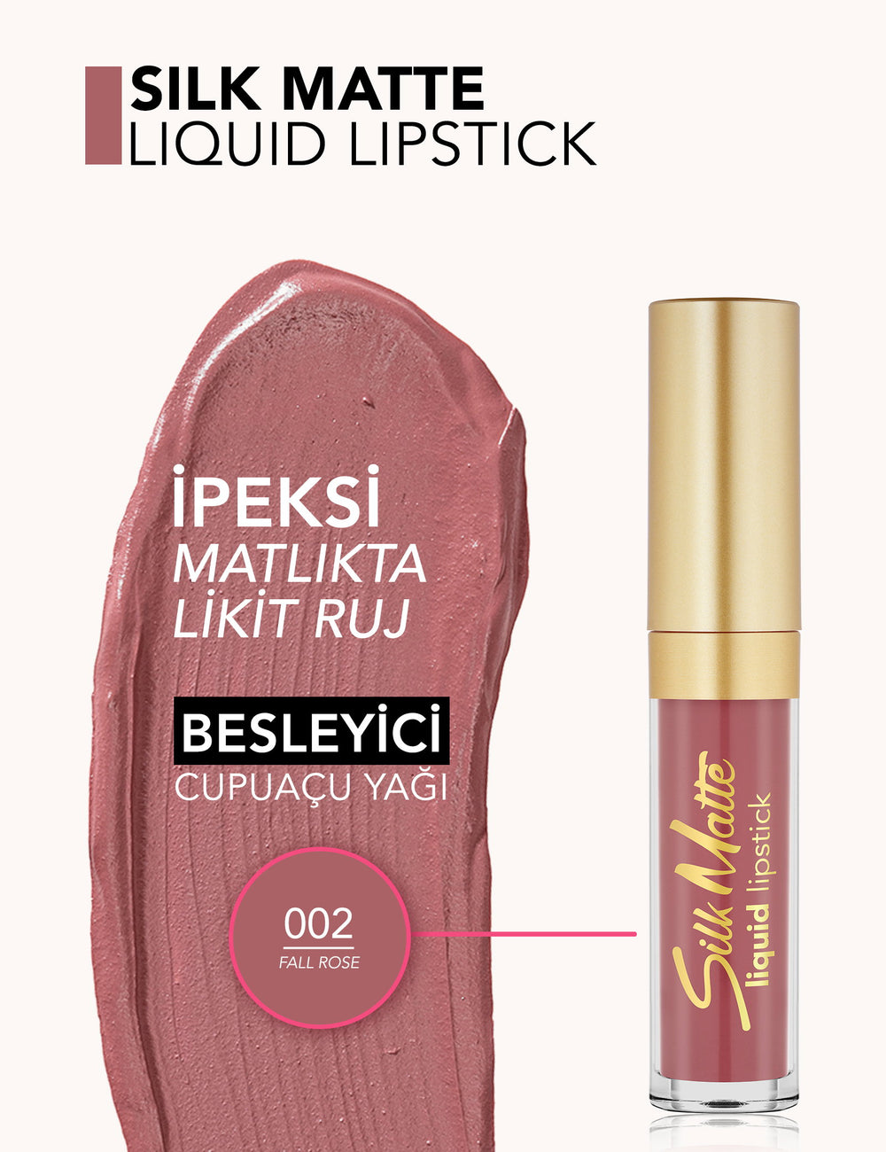 Flormar Silk Matte Liquid Lipstick High Pigment Matte 002 Fall Rose