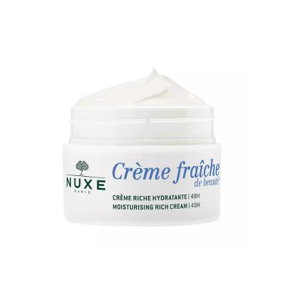 nuxe creme fraiche rich cream 50 ml front view, nuxe creme fraiche rich cream texture on hand, nuxe creme fraiche rich cream 50 ml ingredients list Nuxe Creme Fraiche Moisturising Rich Cream - Intense Hydration | 50 ml Nuxe Moisturising Rich Cream for Dry Skin | 50 ml nuxe, moisturising-cream, dry-skin, skincare-essentials, hydrating-cream, luxury-skincare, ai-generated, nutrient-rich, soothing-cream, face-cream