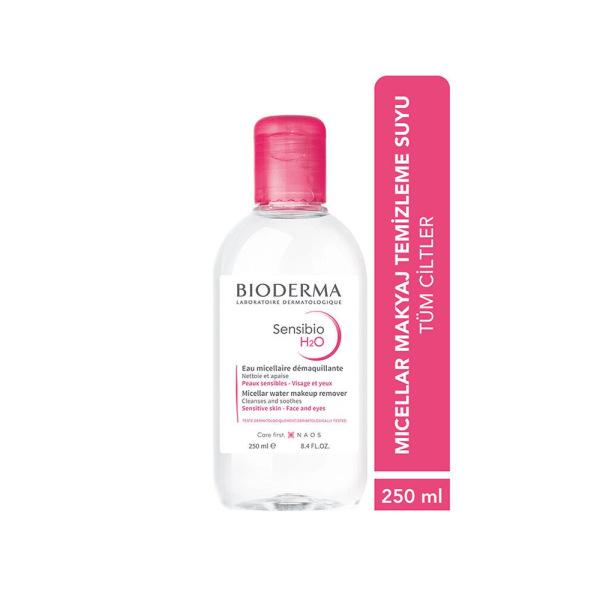 bioderma sensibio h2o micellar cleansing water 250 ml bottle, closeup of bioderma sensibio h2o on a vanity Bioderma Sensibio H2O - Micellar Cleansing Water | 8.5 fl oz Bioderma Sensibio H2O - Micellar Cleansing Water 8.5 fl oz bioderma, micellar-cleansing-water, sensitive-skin, makeup-remover, skincare, facial-cleansing, gentle-cleanser, no-rinse, ai-generated, cleansing-water